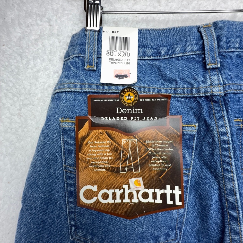 Carhartt Relaxed Fit Tapered Leg Jeans Blue Mens 30x30 B17 DST Darkstone NWT NOS